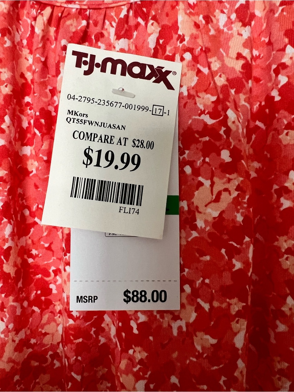 Coral Floral Pull-Over Women's Top - Picture 3 of 3
